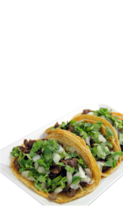 Carne asada tacos with onion and cilantro